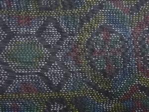 アンティーク 亀甲に華紋織り出し本場泥大島紬着物